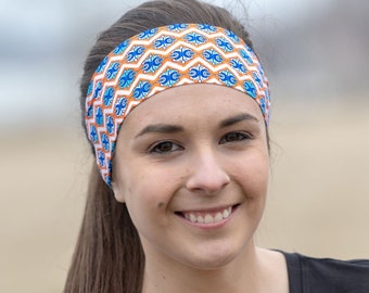 Orange & Blue | Fitness headband | Yoga headband | Workout headband | Spandex | Running headband | Bandana | Buy Any 4, Get 1 FREE!