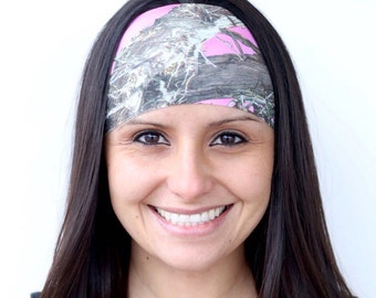 Pink Camo | Yoga headband | Workout headband | Crossfit headband | Running headband | Paisley headband | Gym | "BUY4GET1FREE"!