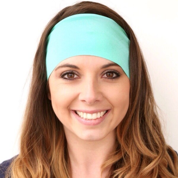 Teal/Mint Solid | Fitness headband | Yoga headband | Workout headband | Stretchy headband | Running Band | Buy Any 4, Get 1 Free!
