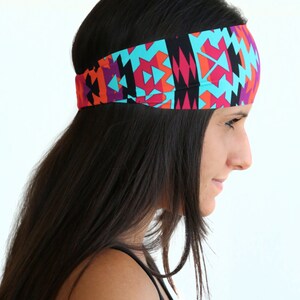 Colorful Aztec Fitness Headband Yoga Headband Workout Headband Wide Headband Running Headband Crossfit Buy Any 4, Get 1 Free image 4