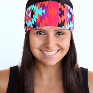 Colorful Aztec Fitness Headband Yoga Headband Workout Headband Wide Headband Running Headband Crossfit Buy Any 4, Get 1 Free image 3