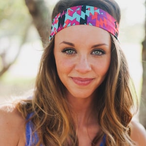 Colorful Aztec Fitness Headband Yoga Headband Workout Headband Wide Headband Running Headband Crossfit Buy Any 4, Get 1 Free image 1