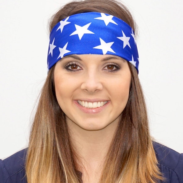 Wide Sweatband for Women Stars Pattern Workout Sweatband Gym Sweatband Yoga Sweatband Moisture Wick Sweatband for Running Sweatband Nonslip