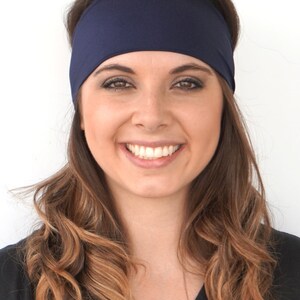 Wide Hairband for Women Solid Navy  Workout Hairband for the Gym Hairband Yoga Hairband Moisture Wick Hairband for Running Hairband Nonslip