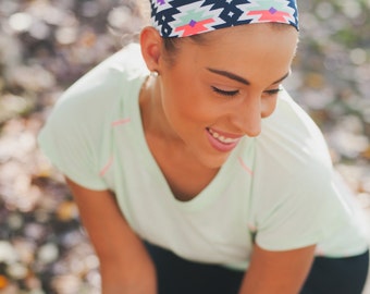 Wide Headband for Women Bright Tribal Print Workout Headband Gym Headband Yoga Headband Moisture Wick Headband for Running Headband Nonslip