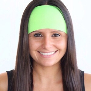 Wide Hairband for Women Green Neon Workout Hairband for the Gym Hairband Yoga Hairband Moisture Wick Hairband for Running Hairband Nonslip