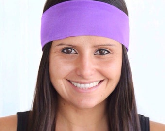 Purple Shiny Solid | Fitness headband | Yoga headband | Fashion headband | Spandex | Non-slip headband | Bandana | Buy Any 4, Get 1 FREE!