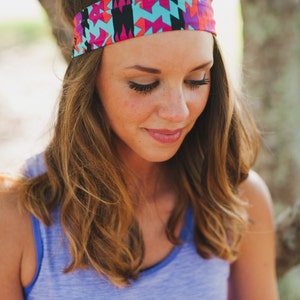 Colorful Aztec Fitness Headband Yoga Headband Workout Headband Wide Headband Running Headband Crossfit Buy Any 4, Get 1 Free image 2