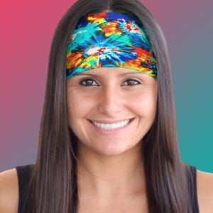 Wide Headband for Women Tie Dye Workout Headband Gym Headband Yoga Headband Moisture Wick Headband for Running Headband Nonslip