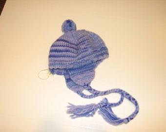 Handknit Wool Flap Hat