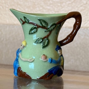Vintage Small Pitcher Adam and Eve Ceramic