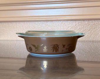 Vintage 471 Pyrex Early American Casserole Dish Brown