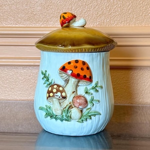 Vintage Merry Mushroom Large Canister Sears Japan