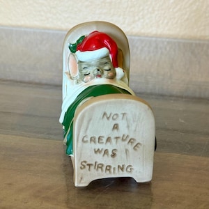 Vintage Christmas Josef Originals &#39;Not a Creature was Stirring&#39;, Mouse in Bed Figurine
