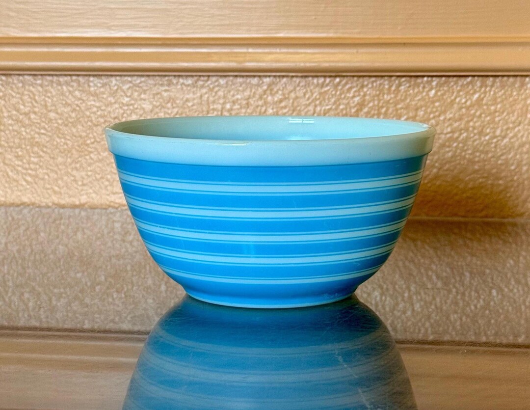 Vintage Pyrex Blue Stripe 402 Mixing Bowl - Etsy