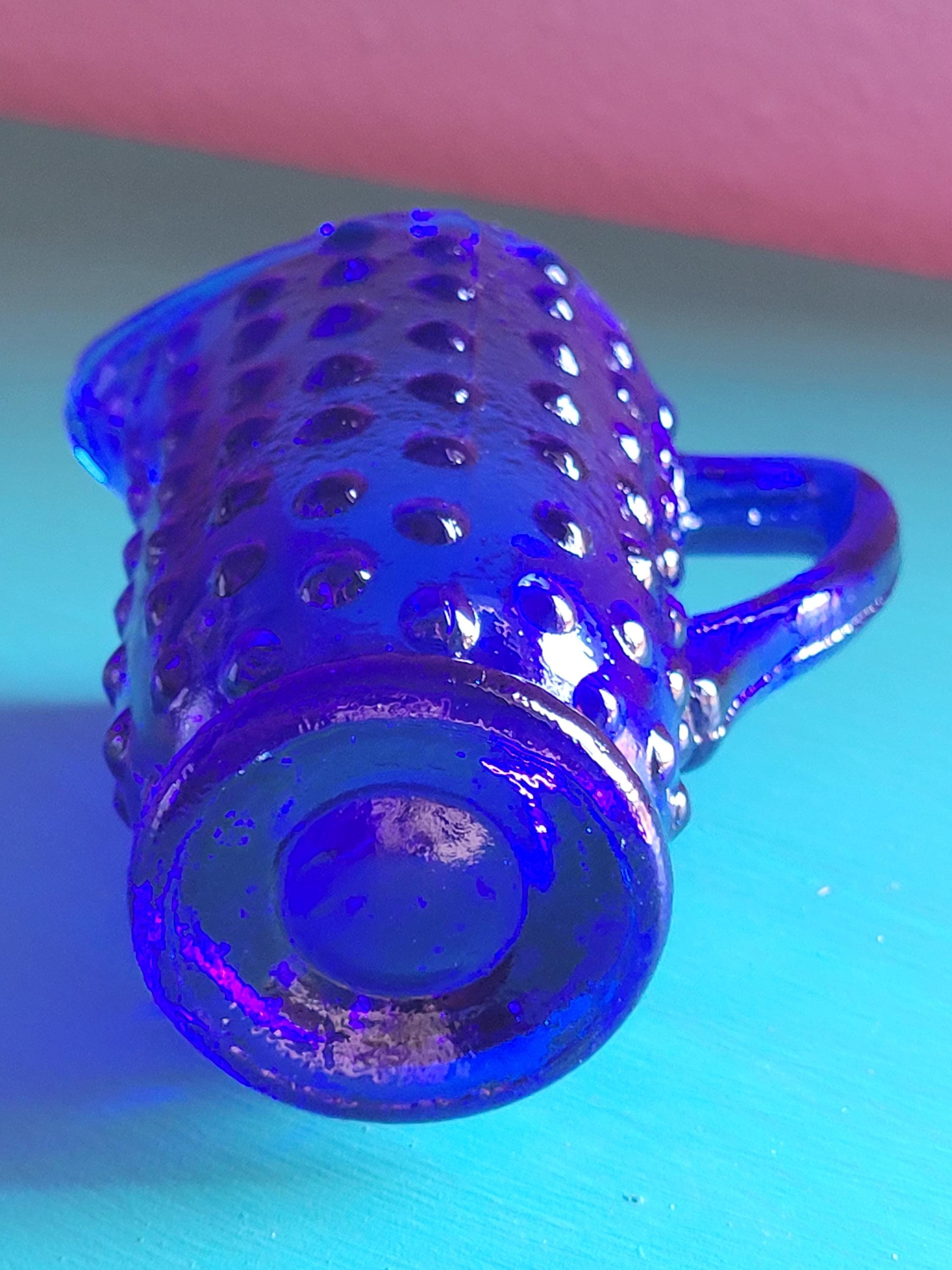Vintage Fenton Cobalt Blue Hobnail Miniature Pitcher and Glasses