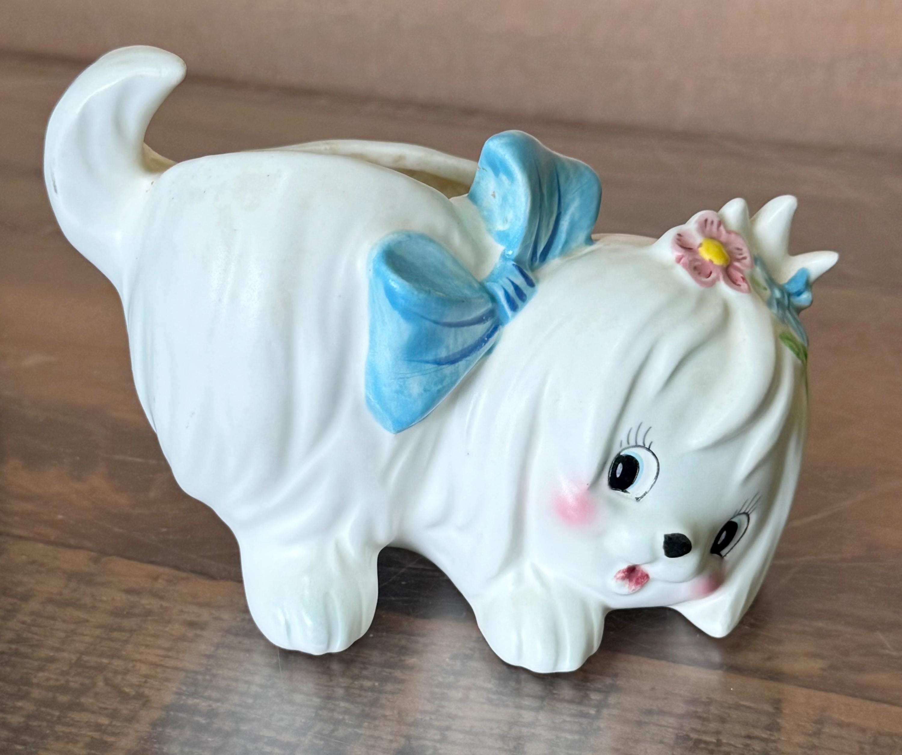 レフトン社　Mr. Toodles ソルト＆ペッパー　陶器　犬　マルチーズ Vintage Kitschy Lefton Mr Toodles Planter - Etsy