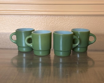 Set of 2 FIRE KING Jadeite Coffee Cups Collectible Fire King