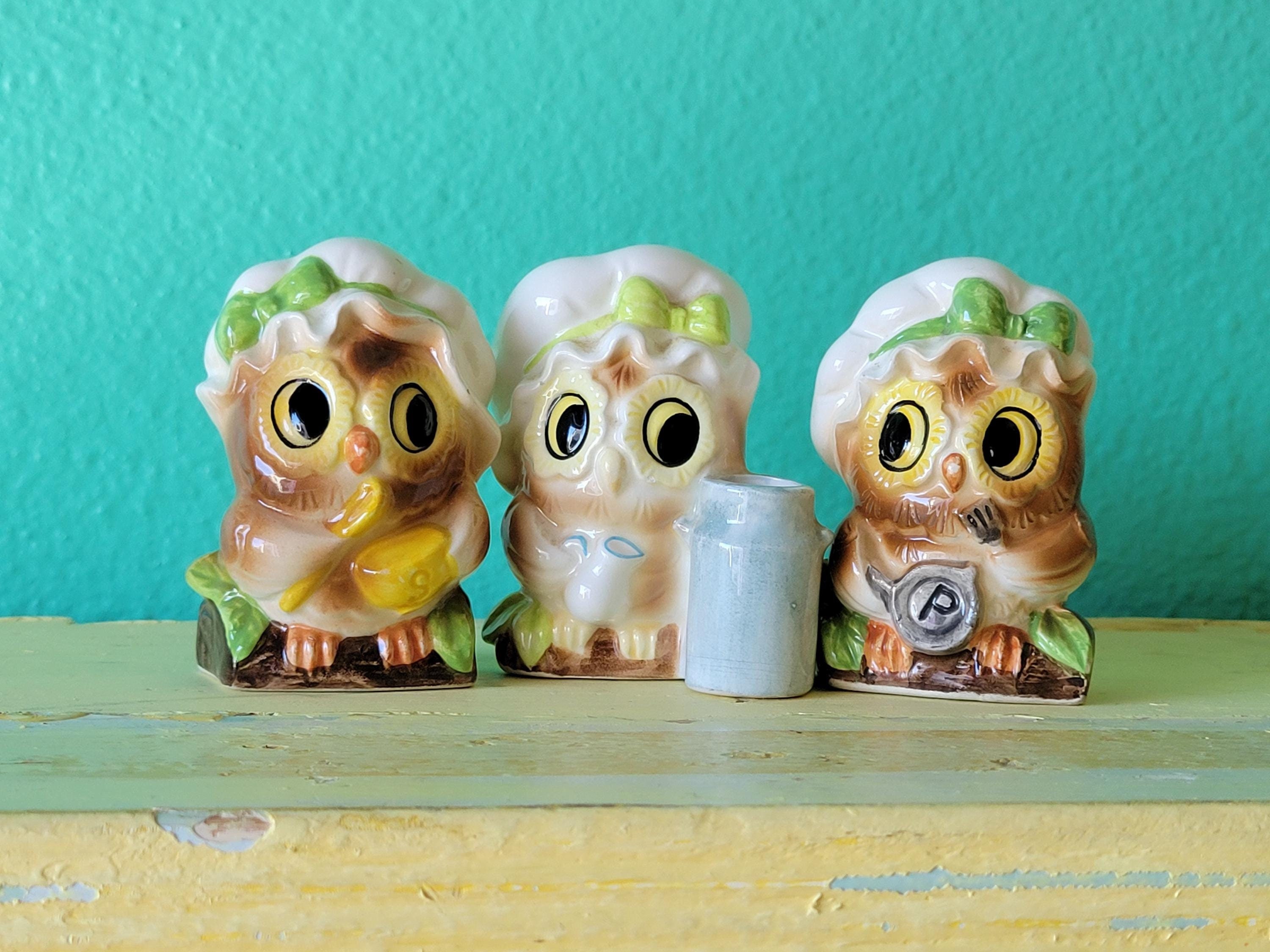 ☆デヴィッド・アンデルセン☆フクロウ☆ソルト＆ペッパーシェイカー☆2個セット Vintage Josef Originals Owl Salt and Pepper Shakers and Toothpick