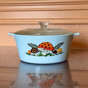 Dessus de cuisinière en céramique vintage Merry Mushroom Corning