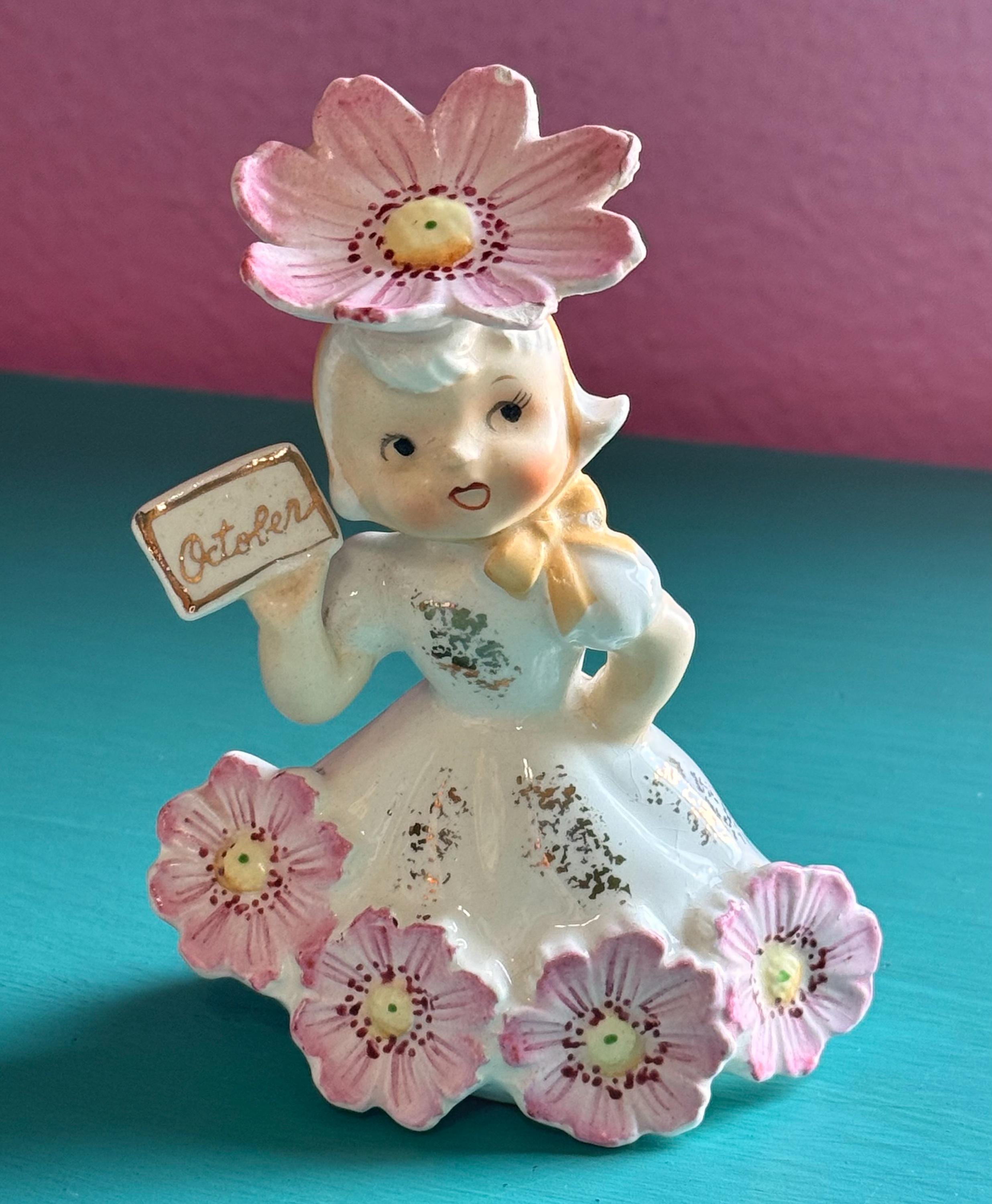 Vintage Napco Flower Girl October Cosmos Figurine - Etsy