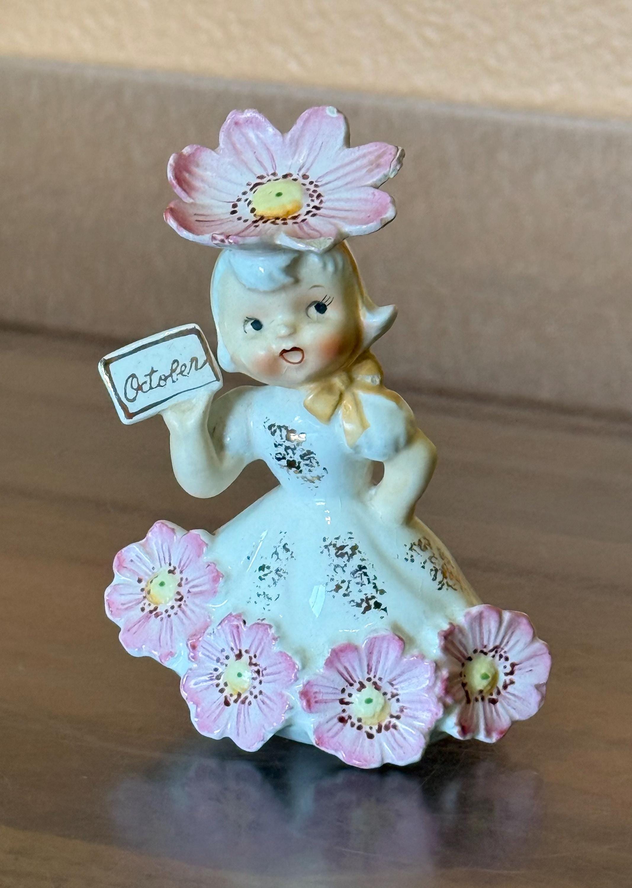 Vintage Napco Flower Girl October Cosmos Figurine - Etsy