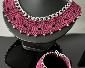 Collier avec bracelet crochet, fait à la main