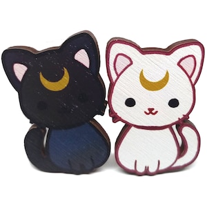 Luna and Artemis Wood Pins