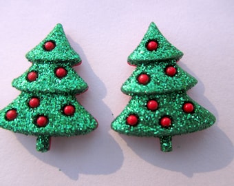 Christmas Tree, Clip on earrings, Sparkly Holiday Jewelry, Christmas tree studs, Winter Jewelry, Christmas Party favors, Stocking Stuffers,