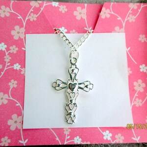 Sterling Silver Chain, Childrens Cross, Girls Cross Necklace, Easter Gift Cross, Baptism gift, Holy Communion Gift, Confirmation Gift