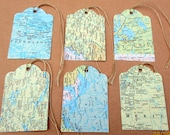 Set of 25, Map Tags, Travel Theme Wedding, Bridal Shower Tags, Party Favor Gift Tag, Atlas Map Tag, Destination Party Favors, Vintage Gift