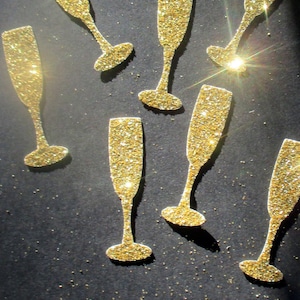 Glittery Gold, Champagne Confetti, Bubbly Decorations, Bachelorette Party, Wine Glass Confetti, Anniversary Party, Bridal Shower Decor,