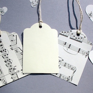 Music Gift Tags, Bridal shower, Sheet music tags, Classical music, Wedding Party, favor tags,  Vintage Wedding, Musical note Escort cards