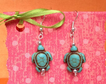 Pendientes de clip con forma de tortuga, joyería de tortuga, pendientes para niñas, pendientes de clip para niñas, joyería de playa, plata de ley, pendientes de titanio para niñas