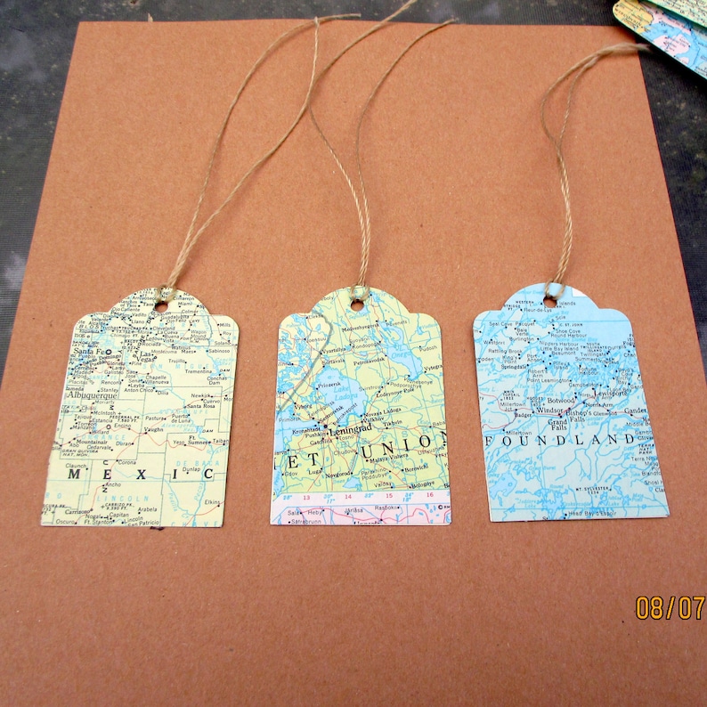 Set of 25, Map Tags, Travel Theme Wedding, Bridal Shower Tags, Party ...