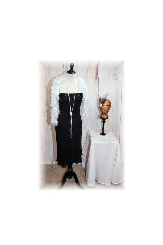 Ladies Black Flapper Gatsby Costume 20s 1920s Chicago Gangster 20's Fancy  Dress 