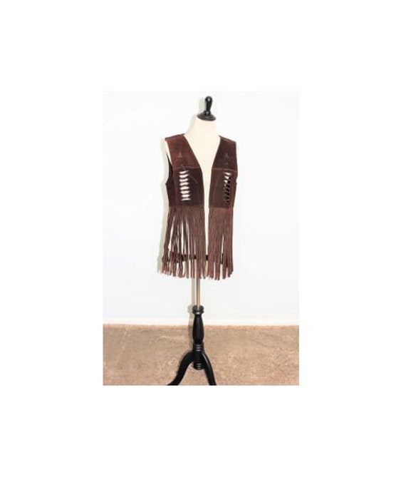 60's-70's Hippie Vest / Flower Child / 60's Leathe