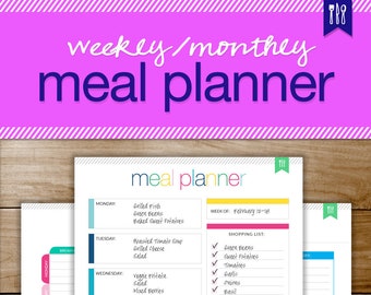 Planificador de menú mensual, Planificación de comidas, Planificador de comidas diario, Lista de compras, Inserción del planificador de menús, Planificador de comidas semanal, Planificador de menús mensual