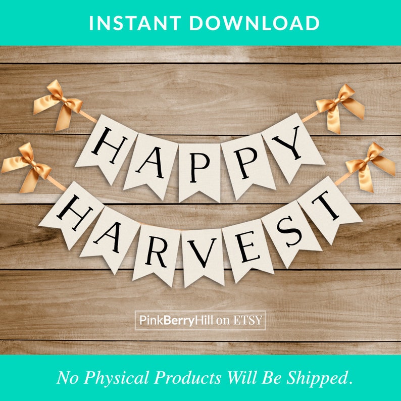 Happy Harvest Banner, Fall Party, Pumpkins, Home Decor, Thanksgiving ...