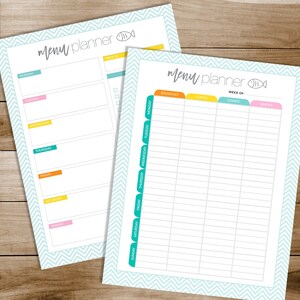 Planificador diario de comidas, Lista de compras, Planificador de comidas semanal, Inserción del planificador de comidas, Plantilla de menú, Lista de compras, Imprimible, Plan de comidas, Plan de menú imagen 2