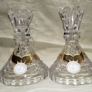 Crystal Candle Stick Holders 24% Lead Crystal Clear Made In Germany Goofus