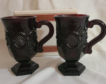 1876 Cape Cod Ruby by AVON Pedestal Mug Set of 4 (Retired) New in Box 1982