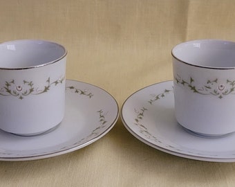 Elegance by SHEFFIELD Pair of Flat Demitasse Cups and Saucers