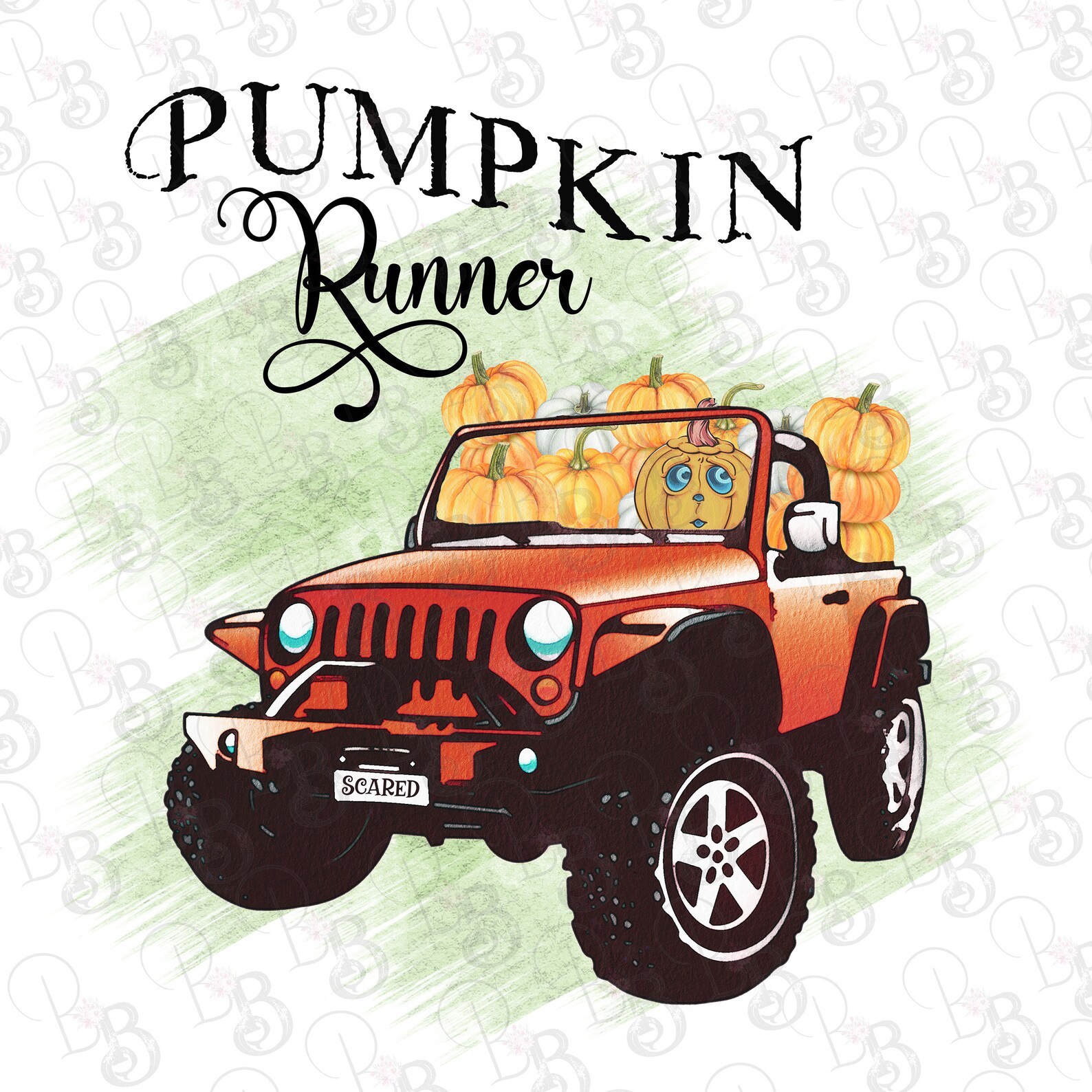 Fall Pumpkin Jeep Png Clipart Pumpkin Runner Watercolor | Etsy