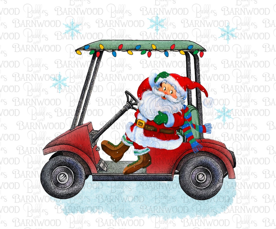 Santa Golf Cart PNG Clipart Descarga instantánea Gráficos de Etsy