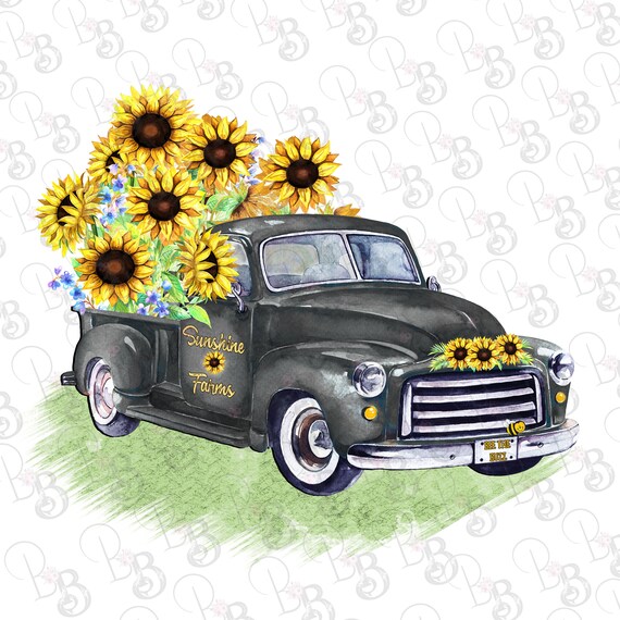 Download Sunflower Truck PNG Clipart Instant Digital Download | Etsy