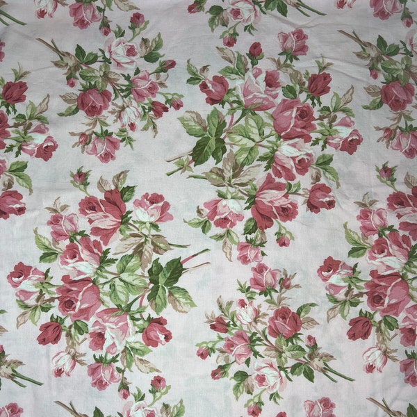 Vintage Faye Burgos for Marcus Brothers Textiles pink floral on pink - 7/8 yd + tail