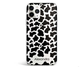 Cow Print Phone Case for iPhone 15 14 13 12 Mini 11 Pro Max, Clear Phone Cases Animal Design for 7 8 Plus SE Case Samsung Galaxy S23