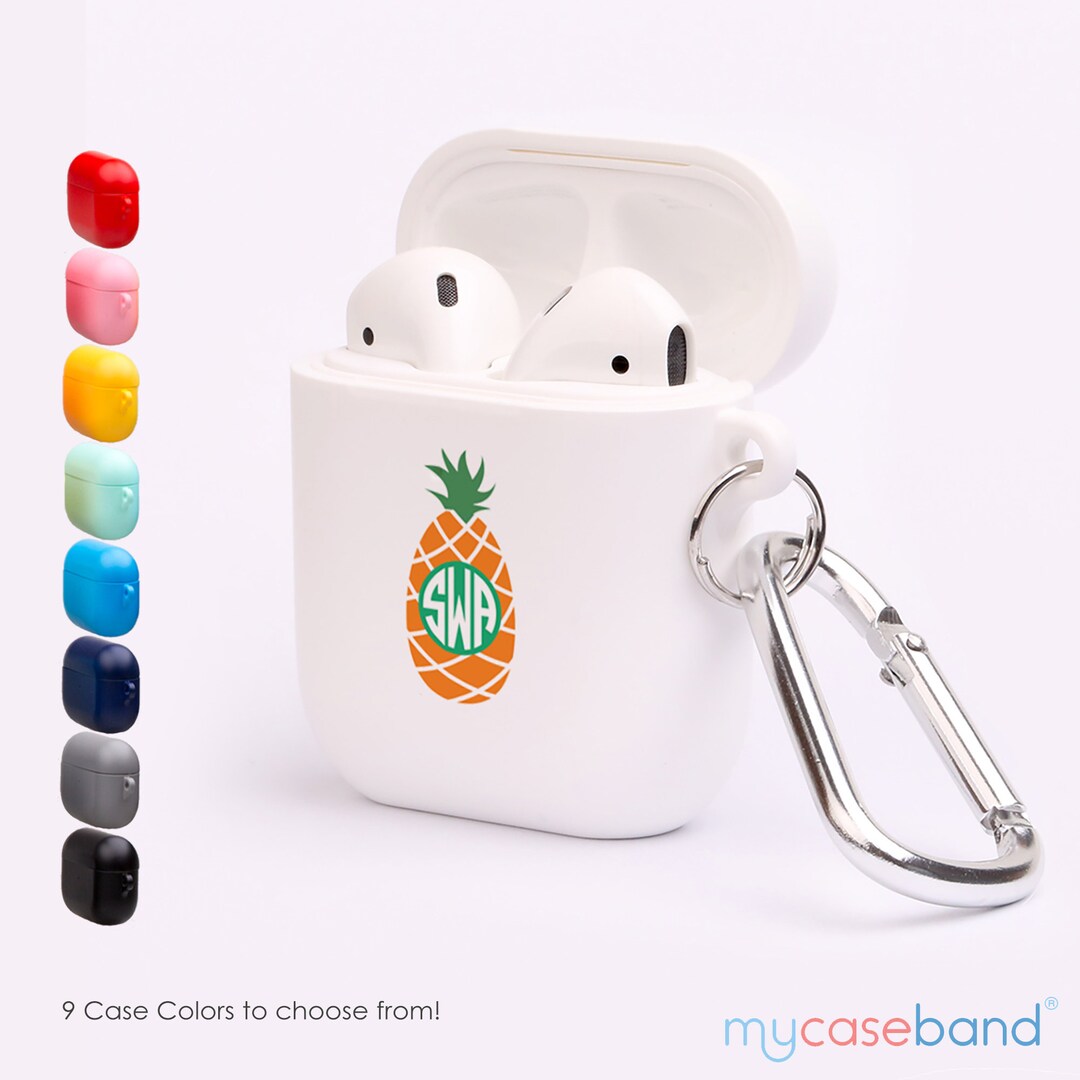 AirPod Case With Pineapple, Personalized With Initials for Apple Airpods, Prints on Both Sides