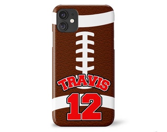 Football Phone Case for iPhone 13 12 11 X 8 with name and number, custom iPhone case for Parents or Players, Customizable,